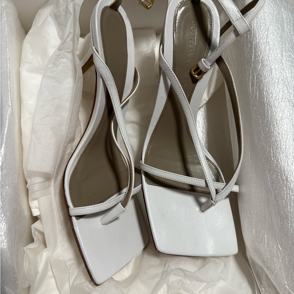 Bottega Veneta White Strappy Heels